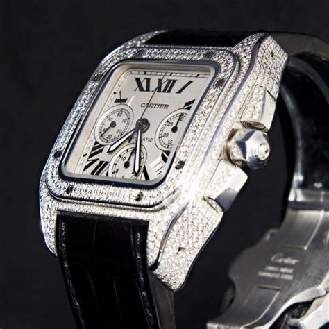 cartier santos xl 100 diamond replica|cartier santos 100 xl size.